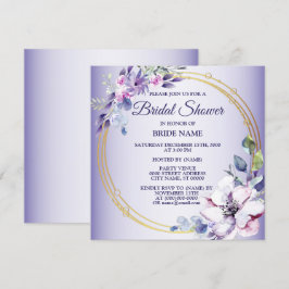 Waterverf Pink Floral Golden Paars Vrijgezellenfee Kaart