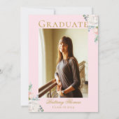Waterverf Pink Floral Law School Afstuderen Foto Kaart (Achterkant)