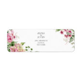 Waterverf Pink Floral Lijst Wedding Etiket (Voorkant)