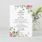 Waterverf Pink Floral Lijst Wedding Kaart (Staand voorkant)
