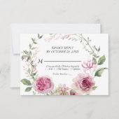 Waterverf Pink Floral Lijst Wedding RSVP Kaartje (Voorkant)
