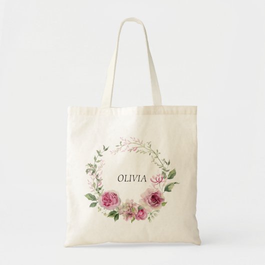 Waterverf Pink Floral Lijst Wedding Tote Bag (Voorkant)