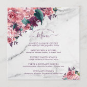 Waterverf Pink Floral Marble Moederdag Brunch Menu (Voorkant)