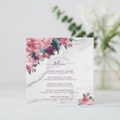 Waterverf Pink Floral Marble Moederdag Brunch Menu (Staand voorkant)