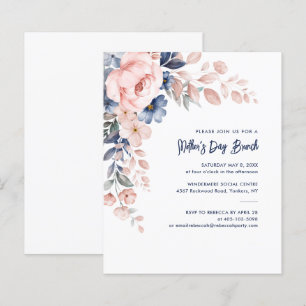 Waterverf Pink Floral Moederdag Brunch nodigt uit