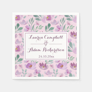 Waterverf Pink Floral Pattern Wedding Servet