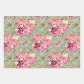 Waterverf Pink Floral Pumpkin op Damaspatronen Inpakpapier Vel (Voorkant)