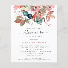 Waterverf Pink Floral Quinceañera