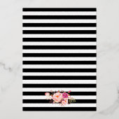 Waterverf Pink Floral Striped Wedding Gold Folie Uitnodiging (Achterkant)