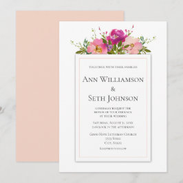 Waterverf Pink Floral Weddenschap Kaart