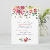 Waterverf Pink Floral Weddenschap Kaart (Staand voorkant)