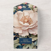 Waterverf Pink Floral Wedding All In One Uitnodiging (Buitenkant)