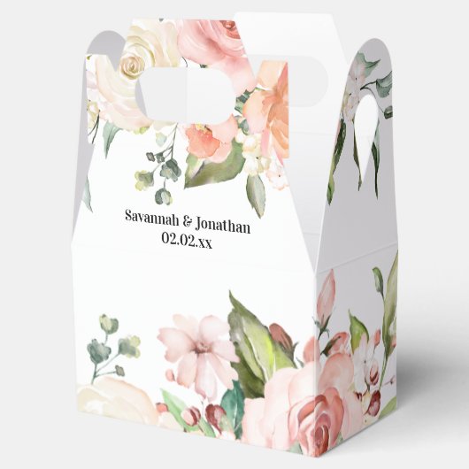 Waterverf Pink Floral Wedding Bedankdoosjes (Geopend)