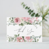 Waterverf Pink Floral Wedding Bedankkaart (Staand voorkant)