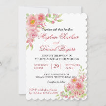 Waterverf Pink Floral Wedding Invites