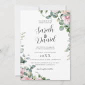 Waterverf Pink Floral Wedding Kaart (Voorkant)