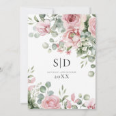 Waterverf Pink Floral Wedding Kaart (Achterkant)