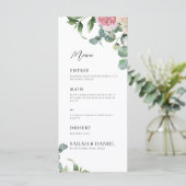 Waterverf Pink Floral Wedding Menu (Staand voorkant)