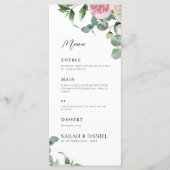 Waterverf Pink Floral Wedding Menu (Voorkant)