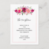 Waterverf Pink Floral Wedding Reception Informatiekaartje (Voorkant)