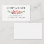 Waterverf Pink Floral Wedding Registry Informatiekaartje (Voorkant / Achterkant)