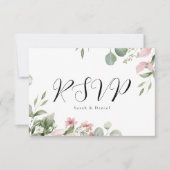 Waterverf Pink Floral Wedding RSVP Kaartje (Voorkant)