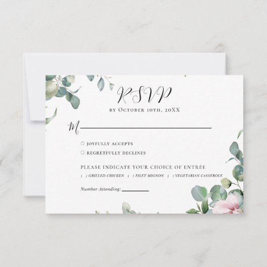 Waterverf Pink Floral Wedding RSVP Kaartje (Achterkant)
