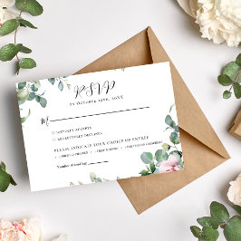 Waterverf Pink Floral Wedding RSVP Kaartje