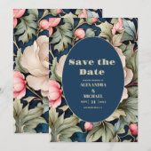 Waterverf Pink Floral Wedding Save The Date (Voorkant / Achterkant)