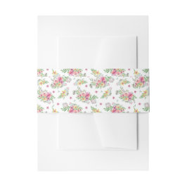 Waterverf Pink Floral Wedding Uitnodigingen Wikkel