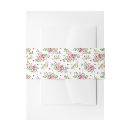 Waterverf Pink Floral Wedding Uitnodigingen Wikkel (Voorkant Voorbeeld)