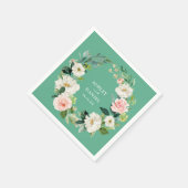 Waterverf Pink Floral Wreath Wedding Neo Mint Servet (Hoek)