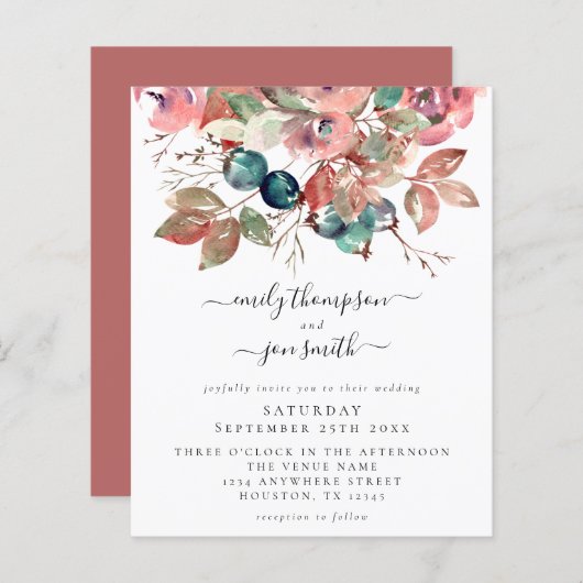 Waterverf Pink Florals Weddenschap (Voorkant / Achterkant)