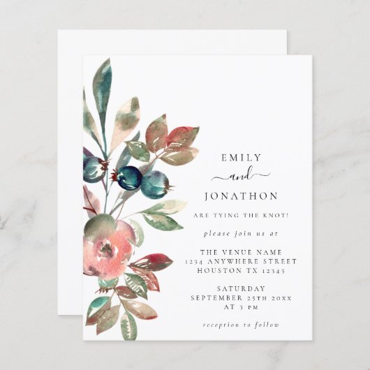 Waterverf Pink Florals Weddenschap (Voorkant / Achterkant)