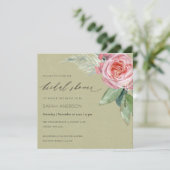 WATERVERF PINK FLOWER FOLIAGE VRIJGEZELLENFEEST KAART (Staand voorkant)