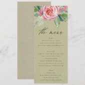 WATERVERF PINK FLOWER GREEN FOLIAGE MENU (Voorkant / Achterkant)