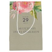 WATERVERF PINK FLOWER GREEN FOLIAGE WEDDING MEDIUM CADEAUZAKJE (Voorkant)