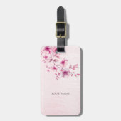 Waterverf Pink Flowers Bagagelabel (Voorkant verticaal)