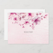 Waterverf Pink Flowers Briefkaart (Voorkant / Achterkant)