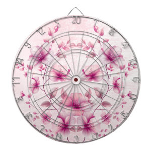 Waterverf Pink Flowers Dartboard Dartbord