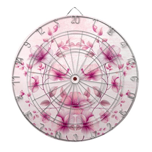 Waterverf Pink Flowers Dartboard Dartbord (Voorkant)