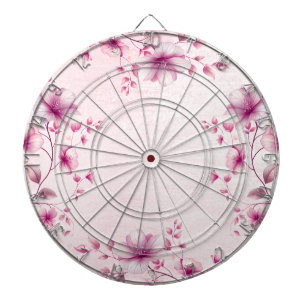 Waterverf Pink Flowers Dartboard Dartbord