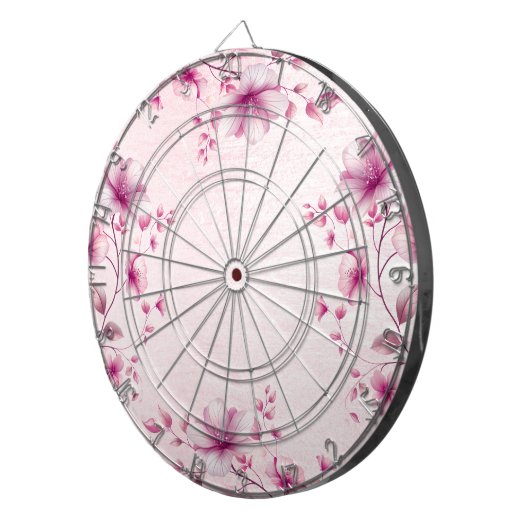 Waterverf Pink Flowers Dartboard Dartbord (Voorkant Rechts)