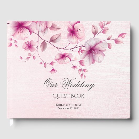 Waterverf Pink Flowers Gastenboek (Voorkant)