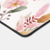 Waterverf Pink Flowers Girly Script Naam Bureaumat (Hoek)