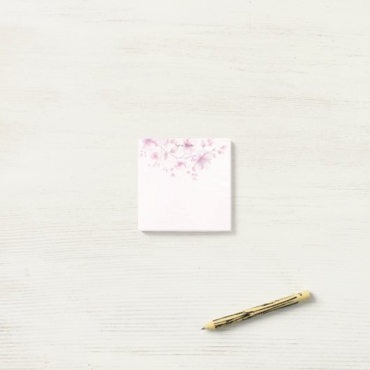 Waterverf Pink Flowers Post het Notities Post-it® Notes (Op bureau)