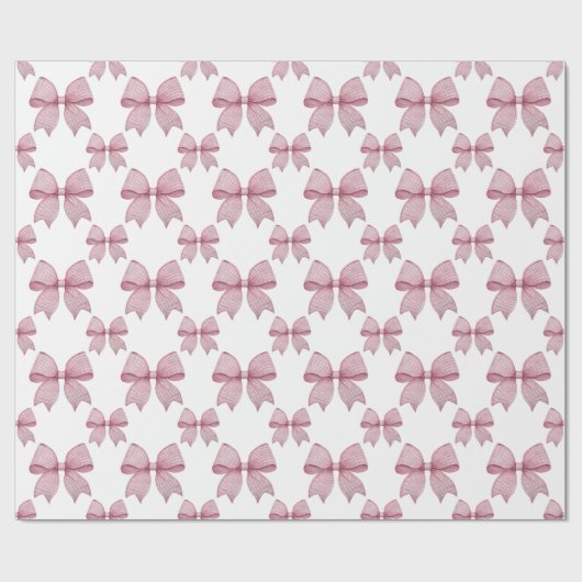 Waterverf Pink Gingham Bow Cadeaupapier (Vlak)