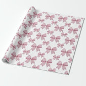 Waterverf Pink Gingham Bow Cadeaupapier (Uitgerold)
