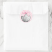 Waterverf Pink Gingham Bow Silver Disco Ball Ronde Sticker (Tas)