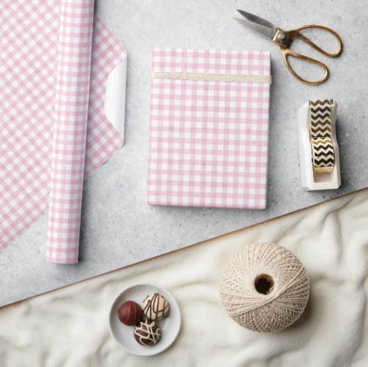 Waterverf Pink Gingham Cadeaupapier (Crafts)